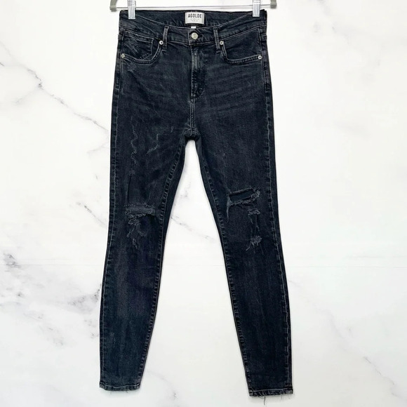 AGOLDE Sophie High Rise Crop Jean in Chelsea Destruct - Picture 2 of 12